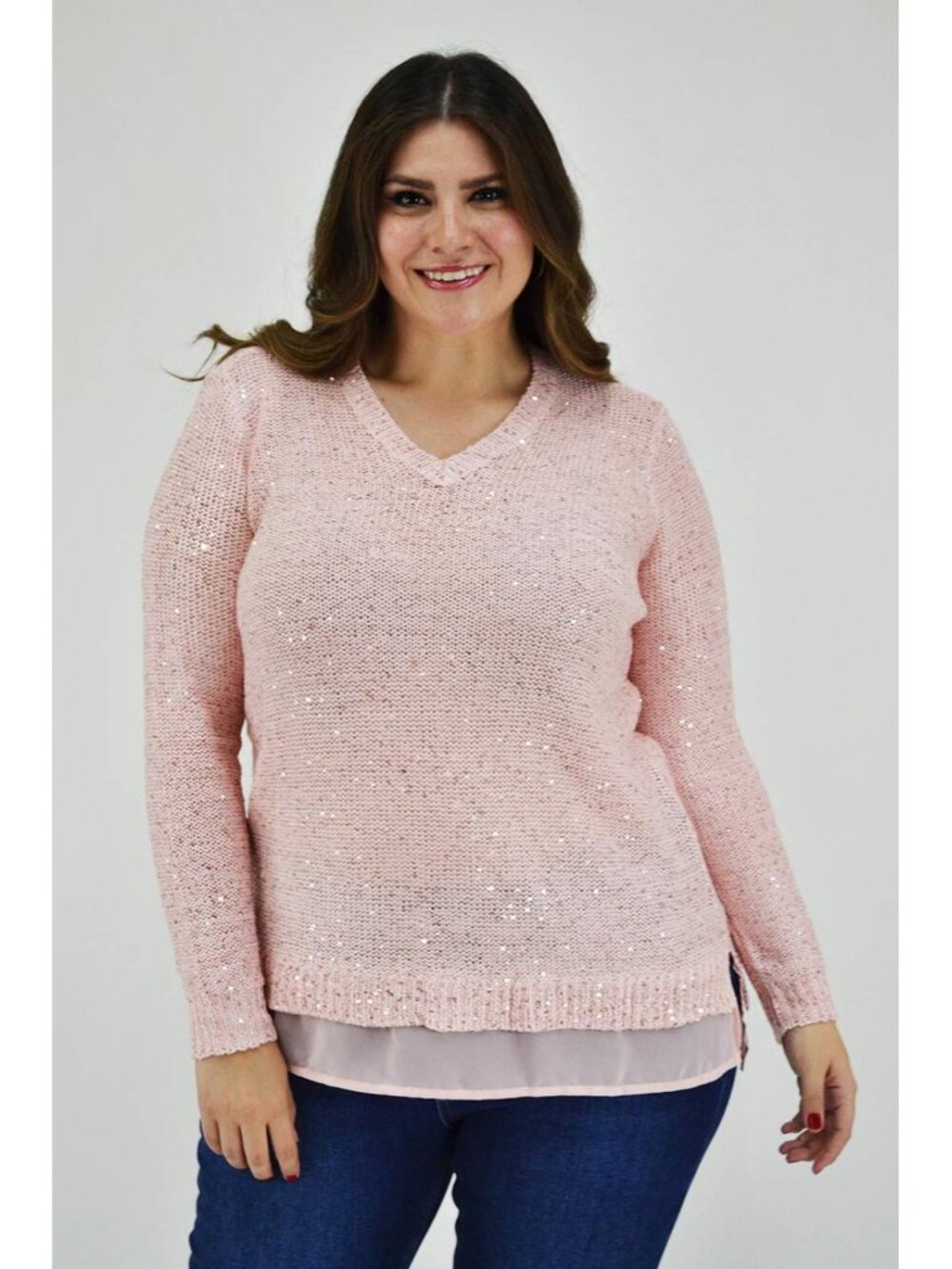 Liz Claiborne Women’s Rose Gold Sequins Sweater Top - Size XL